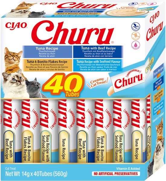 INABA Churu Kattensnoepjes - 4 Zeevruchten & Tonijn Puree