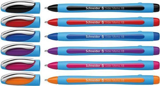 Schneider Slider Memo Balpen - XB 1.4mm - 6 stuks Assorti Kleuren