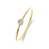 Lucardi Dames 9 karaat ring met zirkonia - Goudkleurig - 15 / 47 mm