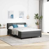 vidaXL Boxspring bed met hoofdeinde Donkergrijs 140 x 200 cm Stof