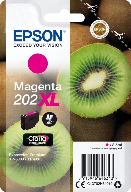 Epson Kiwi Singlepack Magenta 202XL Claria Premium Ink single pack / magenta