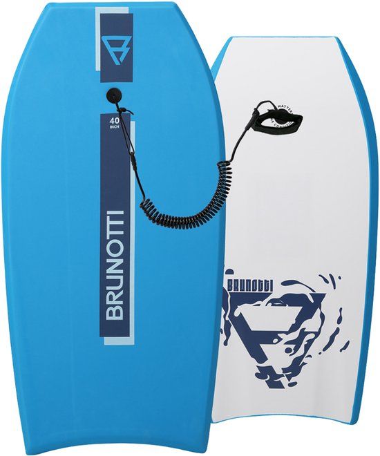 Brunotti Shore Uni Bodyboard - 40 Inch Surfboard met Leash - voor Beginners en Gevorderden - Neon Blue