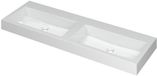 Wastafel INK Momento Dubbele Wastafel Polystone Glans Wit 1400x450x90 mm Zonder Kraangaten