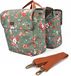 Sacoche double vélo toile - Imperméable - Imprimé floral - Vert