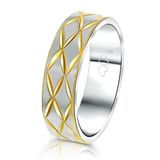 Lucardi Heren Vriendschapsring Capri - Ring - Vaderdag Cadeautje - Staal - Zilver- en Goudkleurig