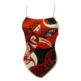 Turbo Maori Skin Tattoo Maillot de bain Rouge, Noir 3XL Femme