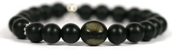 Heaven Eleven Panda Heaven Eleven - heren armband - Zwart hout - 10mm - buri kraal - 21cm