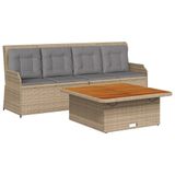 VidaXL 3-delige Loungeset met kussens, poly rattan, beige