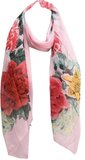 Roze Bloemenprint Dunne Sjaal - 146 x 50 cm - Viscose