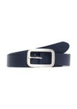 s.Oliver Leren riem met rechthoekige sluiting en logo-details, intens blauw, 105 cm