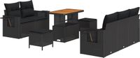 vidaXL Tuinbank - Set - 8 - st - Zwart - poly - rattan