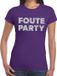 Bellatio Decorations Shoppartners Bv Foute Party verkleed t-shirt - zilveren glitter tekst - paars - voor dames - Party kleding XL