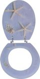 Merkloos / Sans marque Duroplast Toilet Seat with Quick Release Mechanism for Easy Cleaning, Grey-Beige with Star Pattern