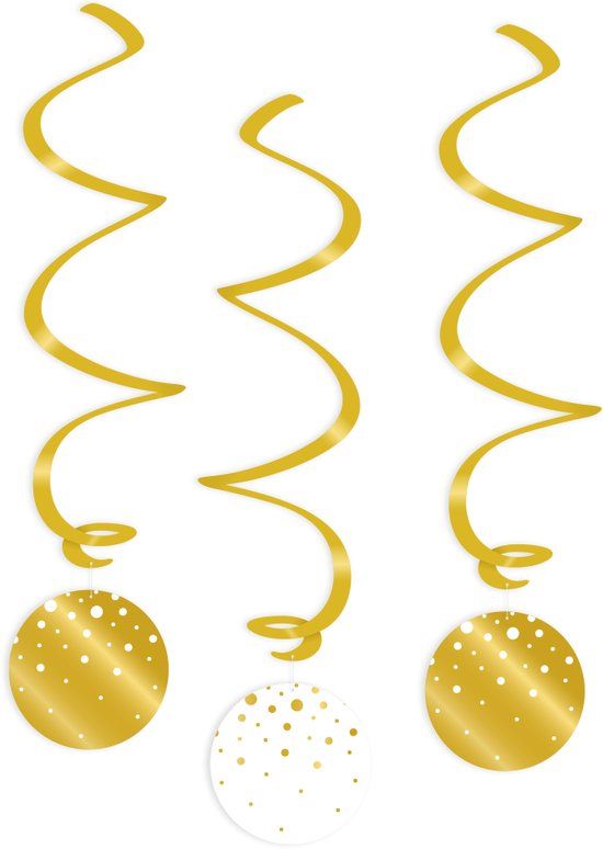 PD-Party Paperdreams Swirl decorations gold/white - Bubbles