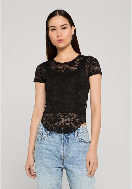 Urban Classics Stretch Lace Cropped Top Zwart S