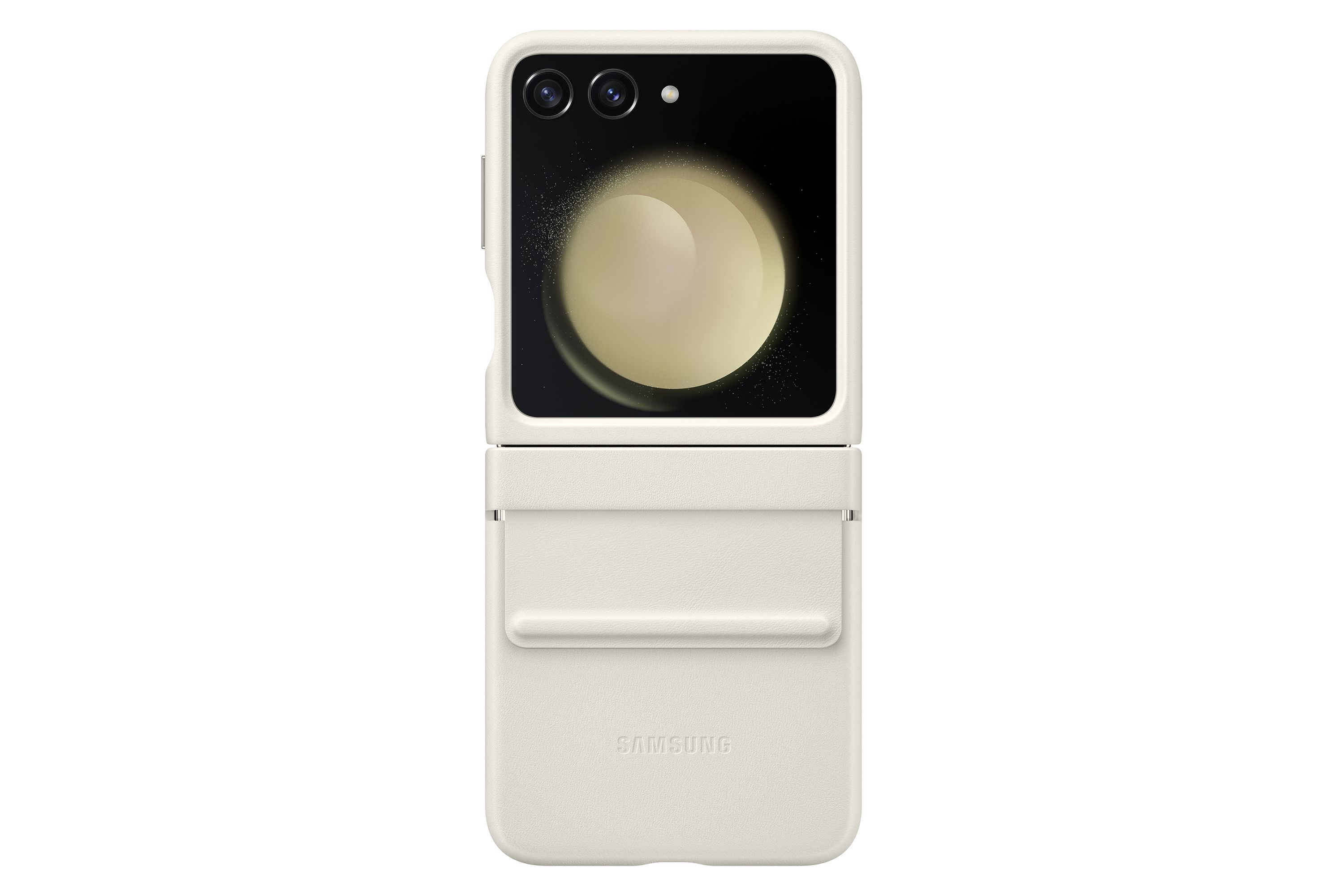 Samsung Galaxy Z Flip5 Case - Cream - Faux Leather Cover