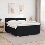 vidaXL Boxspringbed met matras en LED-verlichting, zwart, 160 x 200 cm, gestoffeerd