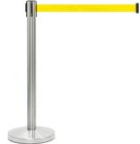 GJ Floors Afzetpaal met trekband | Geborsteld Chroom - Geel