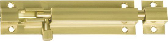 AMIG schuifslot/plaatgrendel - messing - 4 x 2.55 cm - koper/goudkleur - gepolijst - deur - poort