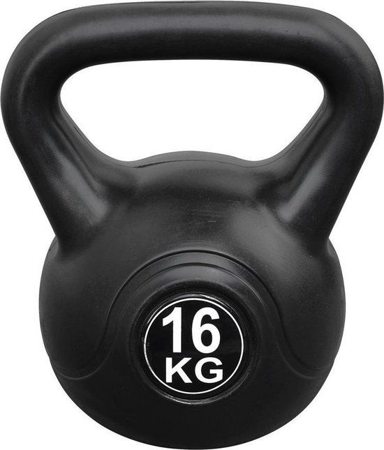 Kettlebell 16 kg - Kunststof - Zwart
