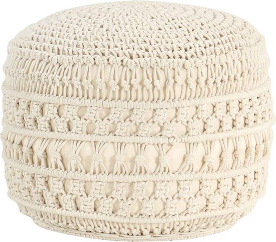 vidaXL Poef macramé handgemaakt 45x30 cm katoen
