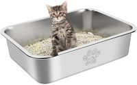 Benza Ibenzoa® Roestvrijstalen kattenbak XXL, 40 x 30 x 10 cm, met anti-aanbak coating en antislip siliconen voetjes, kattenbak voor katten en kleine huisdieren