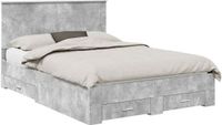 vidaXL Bedframe met lade Beton Grijs 150 x 200 cm Bewerkt hout