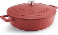 MasterClass Ondiepe Braadpan met Deksel, Kookplaat naar Oven naar Tafel Braadpan, Ultra Lichtgewicht, Optimale Warmtegeleiding, 4L, Rood