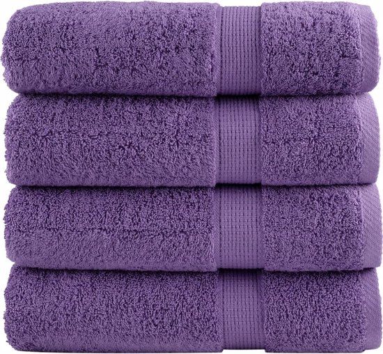 vidaXL Badhanddoeken SOLUND - 4 stuks - Paars - 100x150 cm