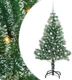 vidaXL Kunstkerstboom Sneeuw Gevlokt met LED Licht Groen en Wit 150 cm