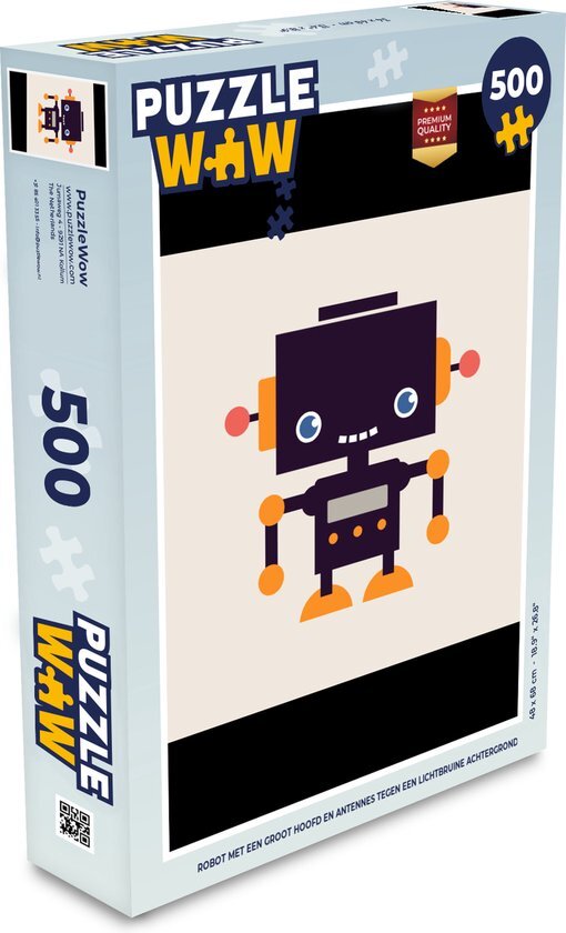 MuchoWow Puzzel Robot - Antenne - Oranje - Beige - Legpuzzel - Puzzel 500 stukjes - Sinterklaas cadeautjes - Sinterklaas voor grote kinderen