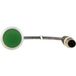 Eaton Bouton-poussoir, plat, momentané, 1 O, câble (noir) avec connecteur M12A, 4 pôles, 0,2 m, vert, non marqué, anneau frontal titane, 185674