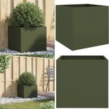 vidaXL Plantenbak - 42x40x39 cm - Staal - Olijfgroen
