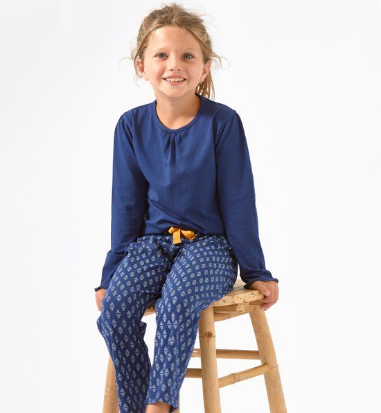 Little Label meisjes pyjama set blauw stipjes triangle 10Y/134-140 Zachte BIO Katoen