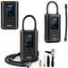 COIL Compresseur d'air sans fil 150 PSI / 10 Bar – Gonfleur électrique pour vélo et pneu de voiture avec lampe LED, écran LCD, batterie intégrée : 2000 mAh 7,4 V, rechargeable par USB-C
