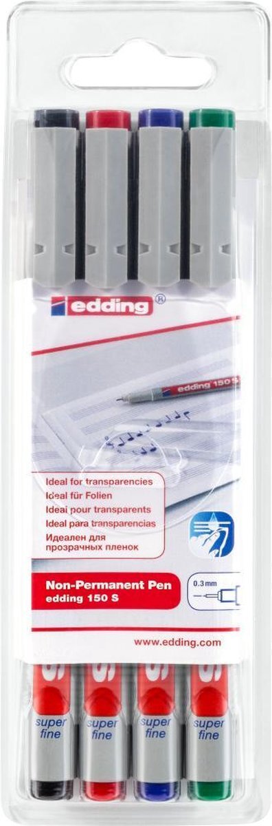 Edding 150 S Non-Permanent Pen Set van 4 Assorti