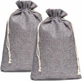 Merkloos Jute zak - Grijze stoffen zakjes - ca30x40cm - 5 stuks - cadeauzakje - adventskalender - grijs
