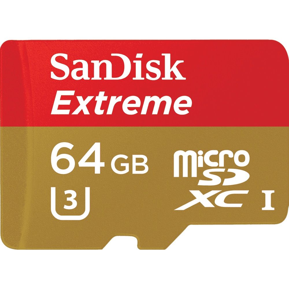 SanDisk Extreme 64GB microSDXC - Class 10 - UHS-I - 90MB/s Read - 60MB/s Write - SD Adapter