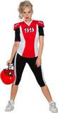 Wilbers American Football Kostuum Rood/Zwart Vrouw - Maat XXL