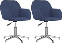 vidaXL Eetkamerstoelen 2 stuks draaibaar stof blauw