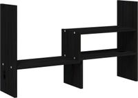 vidaXL Monitorstandaard - Zwart - Massief Grenenhout - (39-72)x17x43 cm