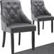 tectake® Set van 2 Eetkamerstoelen Everdeen - Fluweellook - Gestikt Patroon - Met Armleuningen - Draagkracht 150 kg - Massieve Houten Poten - Stoel voor de Woonkamer, Eetkamer, Keuken - Grote Rugleuning - Donkergrijs / zwart