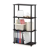 Furinno Turn-n-Tube 4-Tier Multifunctioneel Plankvertoningsrek met Ronde Buizen, Donker Walnoot