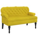 vidaXL Bankje met rugleuning 119,5x64,5x75 cm fluweel geel