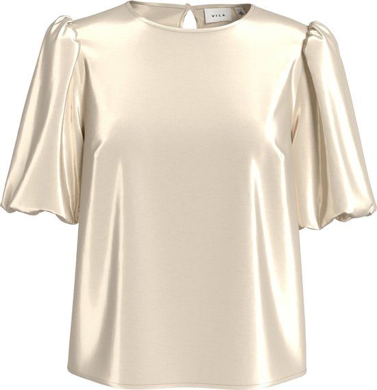 Vila Viellette 2/4 Satin Puff Top - Noos 14107986 Cement - Size 44