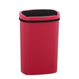 FDW Afvalemmer met sensor en deksel, kunststof, 50 liter, keukenafvalemmer, smart, automatisch, contactloos, elektrische vuilnisbak, waterdicht, rood