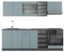 Vicco R-Line Complete keukeneenheid – 240 cm zonder werkblad Blauw-grijs/antraciet