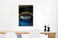 MuchoWow Wanddecoratie Metaal - Aluminium Schilderij Industrieel - Vrouw - Ogen - Make up - Luxe - Goud - 40x60 cm - Dibond