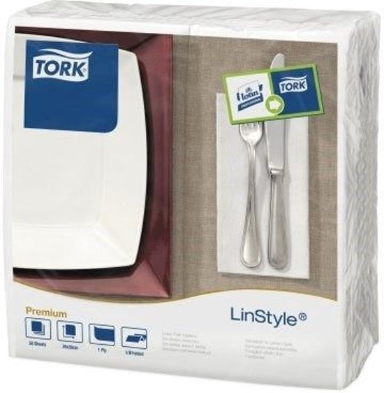 Tork LinStyleÂ® servet 39x39cm 1/8-vouw wit 12x50