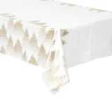 Merkloos Wit tafelkleed - 140x360cm - Polyester - Rechthoekig - Kerstdecoratie